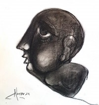 Abrar Ahmed, 11 x 11 Inch, Charcoal on Paper, Figurative Painting, AC-AA-486